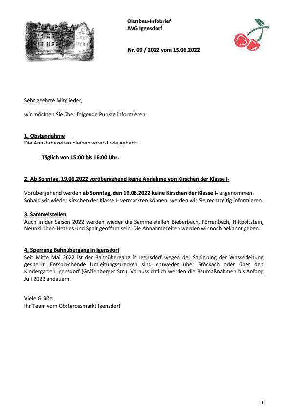 Obstbau-Infobrief AVG Igensdorf 2022 09 Obstbau-Infobrief AVG Igensdorf 2022 09