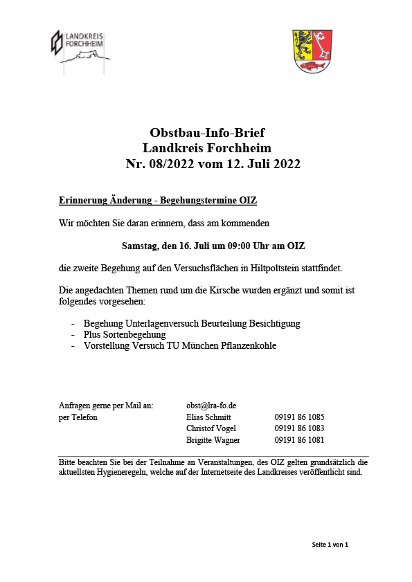 2022-08-obstbau-info-forchheim Obstbau-Info-Brief Landkreis Forchheim Nr. 8