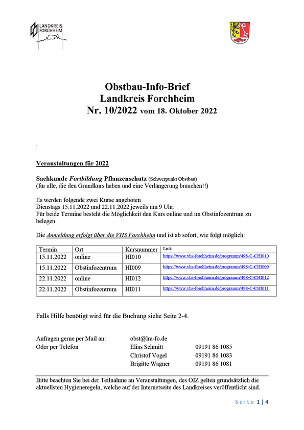 2022-10-obst-info-forchheim Obstbau-Info-Brief Landkreis Forchheim 10/2022