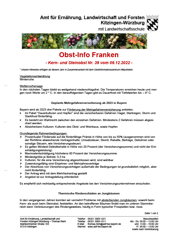 Obst-Info Franken Kern- und Steinobst Nr. 39 Obst-Info Franken Kern- und Steinobst Nr. 39