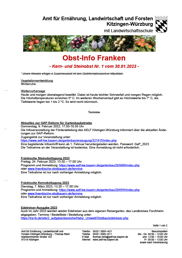 Obst-Info Franken Kern- und Steinobst Nr. 1 Obst-Info Franken Kern- und Steinobst Nr. 1