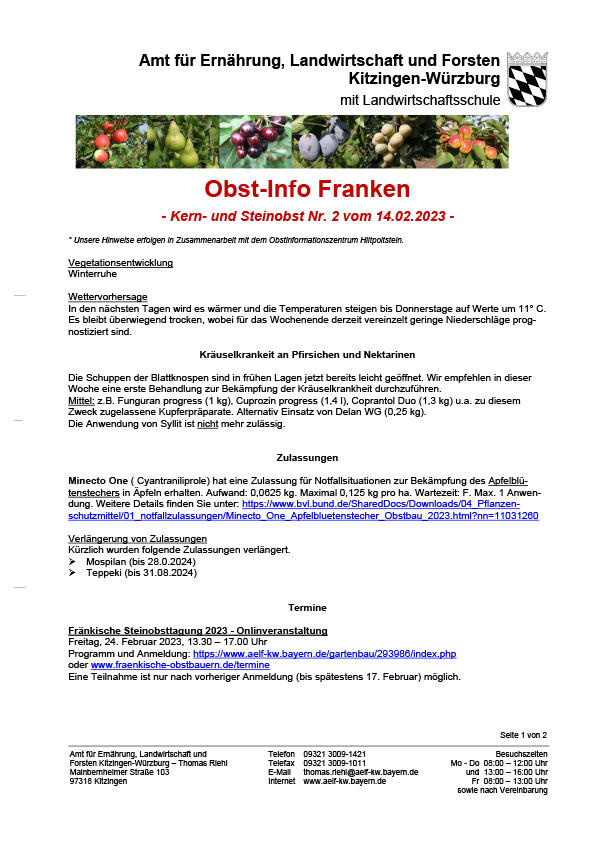 Obst-Info Franken Kern- und Steinobst Nr. 2 Obst-Info Franken Kern- und Steinobst Nr. 2