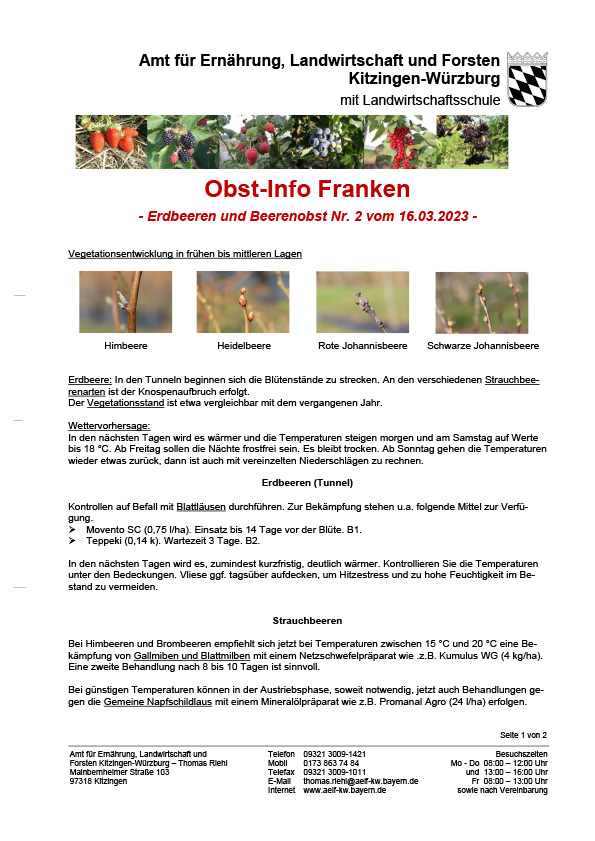 Obst-Info Franken Erdbeeren- und Beerenobst Nr. 2 Obst-Info Franken Erdbeeren- und Beerenobst Nr. 2
