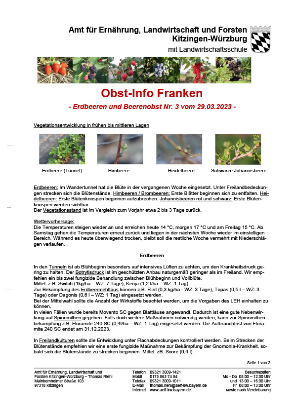 Obst-Info Franken Erdbeeren- und Beerenobst Nr. 3 Obst-Info Franken Erdbeeren- und Beerenobst Nr. 3