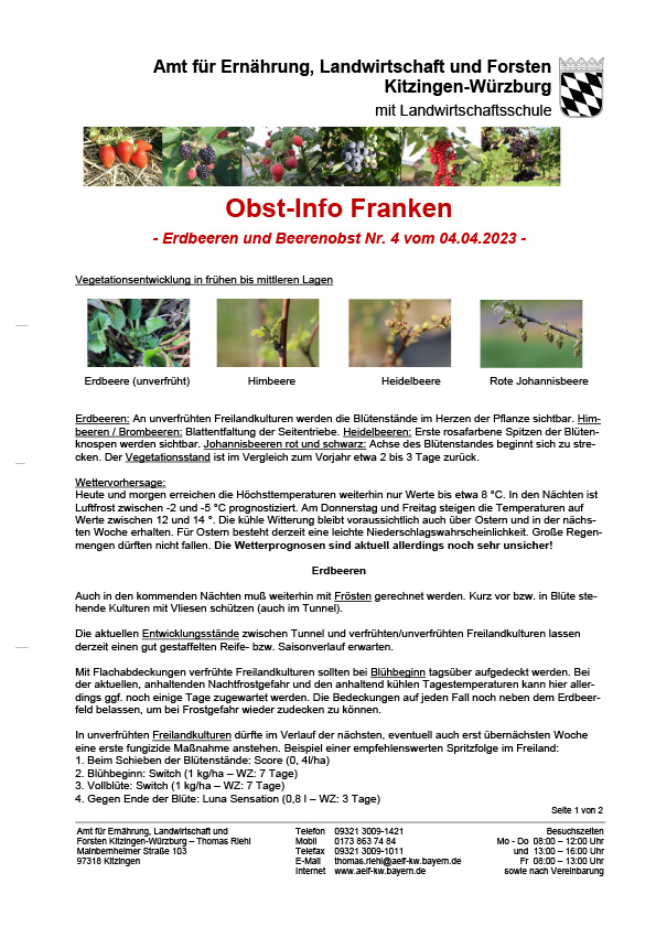Obst-Info Franken Erdbeeren- und Beerenobst Nr. 4 Obst-Info Franken Erdbeeren- und Beerenobst Nr. 4