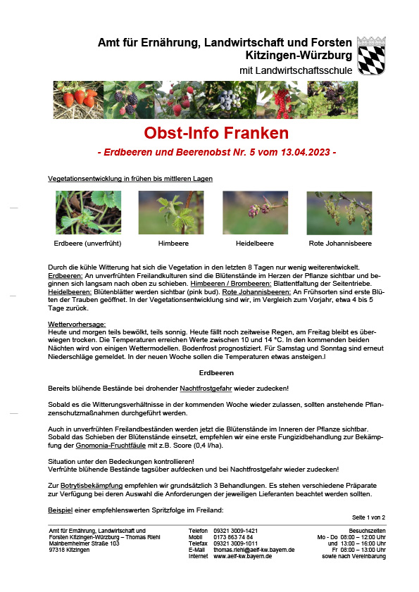 Obst-Info Franken Erdbeeren- und Beerenobst Nr. 5 Obst-Info Franken Erdbeeren- und Beerenobst Nr. 5