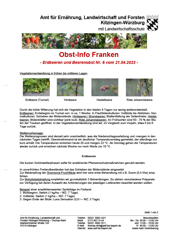 Obst-Info Franken Erdbeeren- und Beerenobst Nr. 6 Obst-Info Franken Erdbeeren- und Beerenobst Nr. 6
