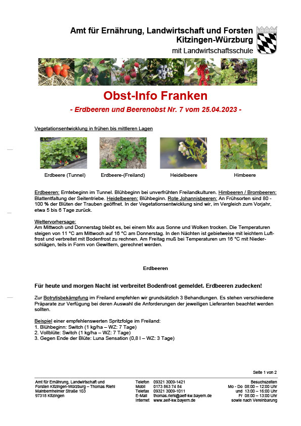 Obst-Info Franken Erdbeeren- und Beerenobst Nr. 7 Obst-Info Franken Erdbeeren- und Beerenobst Nr. 7