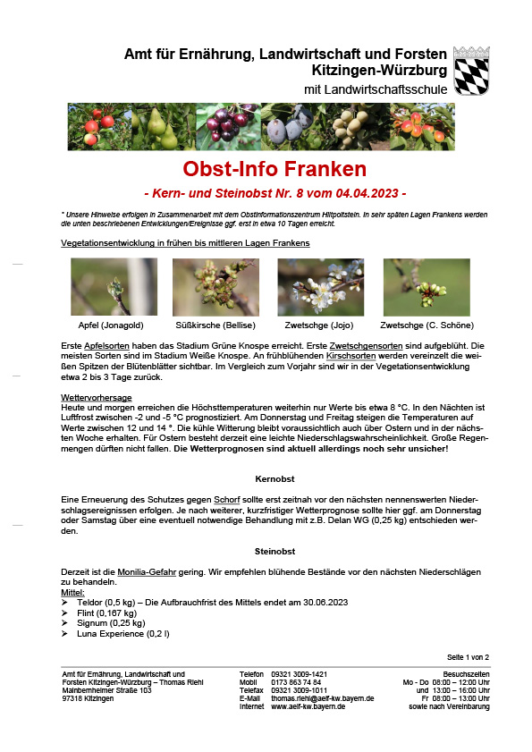 Obst-Info Franken Kern- und Steinobst Nr. 8 Obst-Info Franken Kern- und Steinobst Nr. 8