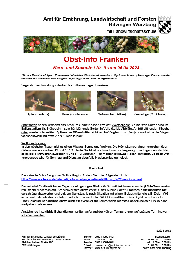Obst-Info Franken Kern- und Steinobst Nr. 9 Obst-Info Franken Kern- und Steinobst Nr. 9