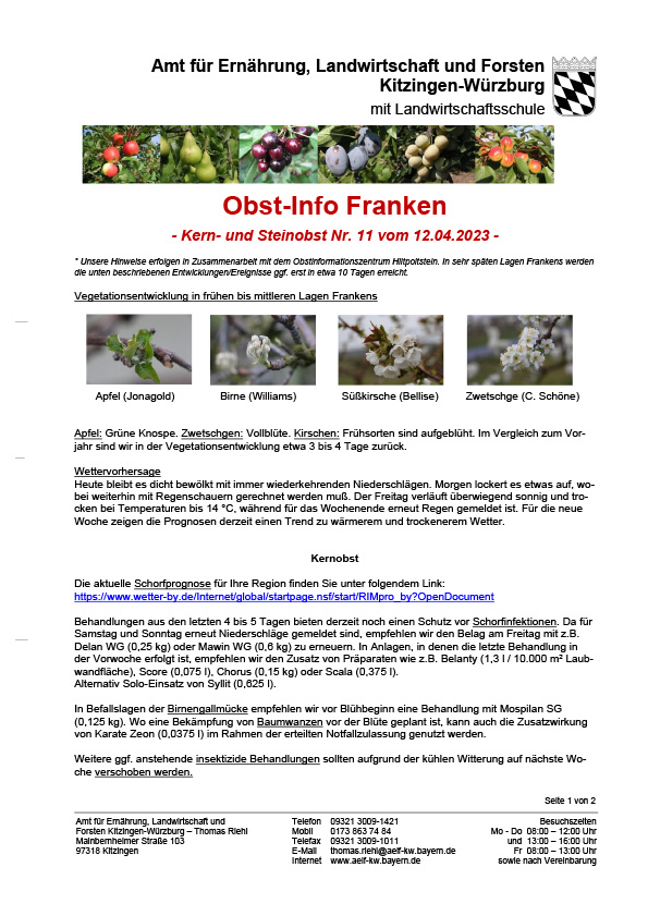 Obst-Info Franken Kern- und Steinobst Nr. 11 Obst-Info Franken Kern- und Steinobst Nr. 11