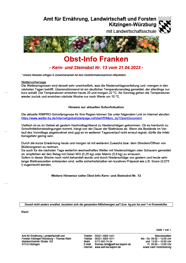 Obst-Info Franken Kern- und Steinobst Nr. 13 Obst-Info Franken Kern- und Steinobst Nr. 13