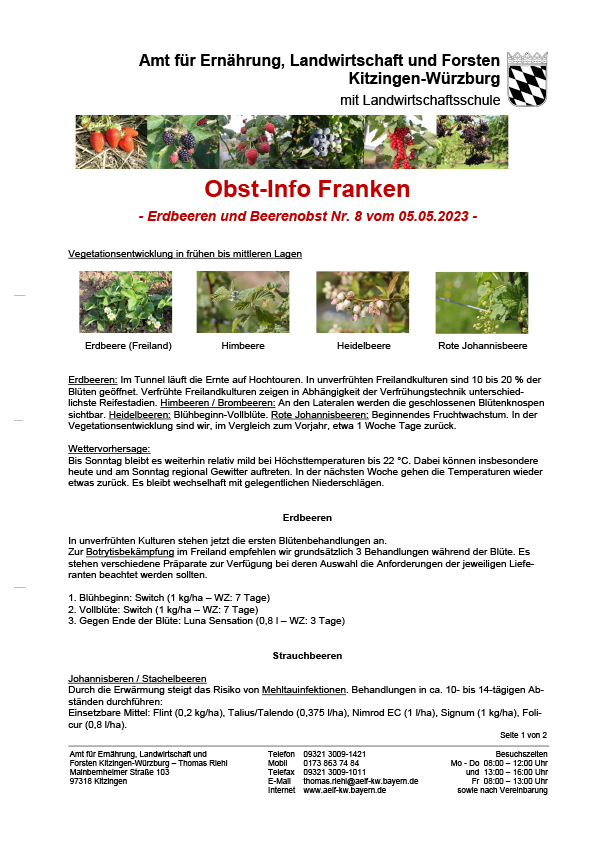 Obst-Info Franken Erdbeeren- und Beerenobst Nr. 8 Obst-Info Franken Erdbeeren- und Beerenobst Nr. 8