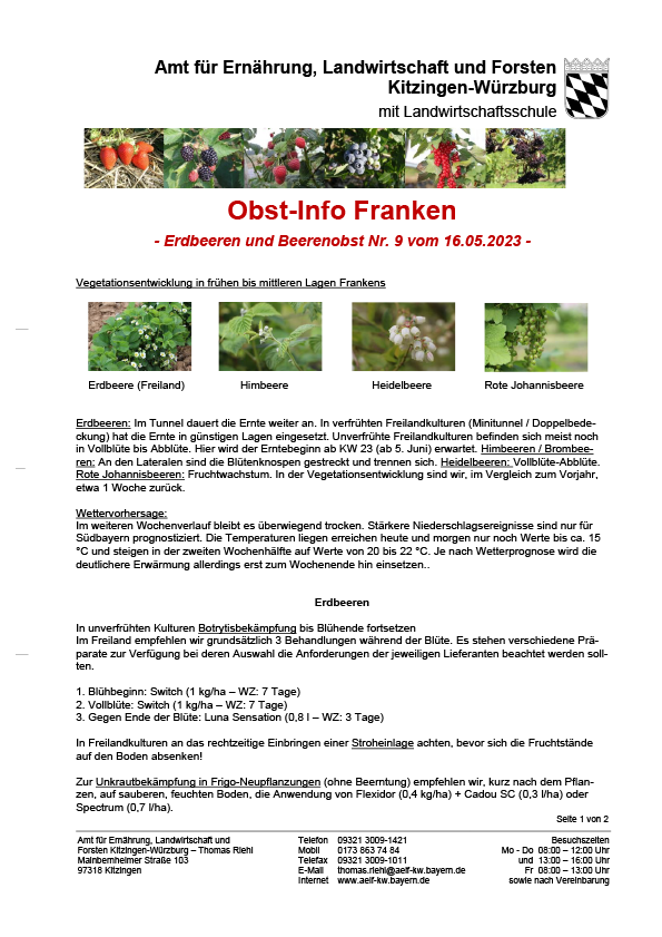Obst-Info Franken Erdbeeren- und Beerenobst Nr. 9 Obst-Info Franken Erdbeeren- und Beerenobst Nr. 9
