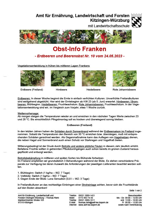Obst-Info Franken Erdbeeren- und Beerenobst Nr. 10 Obst-Info Franken Erdbeeren- und Beerenobst Nr. 10