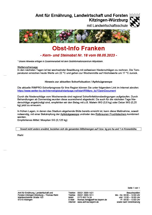 Obst-Info Franken Kern- und Steinobst Nr. 18 Obst-Info Franken Kern- und Steinobst Nr. 18