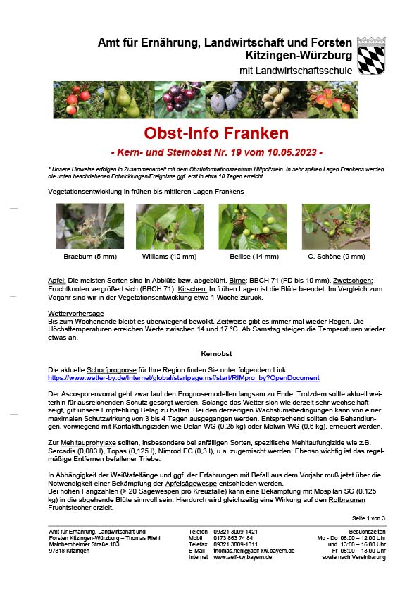 Obst-Info Franken Kern- und Steinobst Nr. 19 Obst-Info Franken Kern- und Steinobst Nr. 19