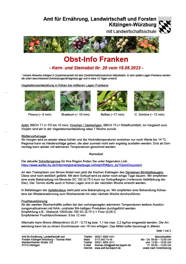 Obst-Info Franken Kern- und Steinobst Nr. 20 Obst-Info Franken Kern- und Steinobst Nr. 20
