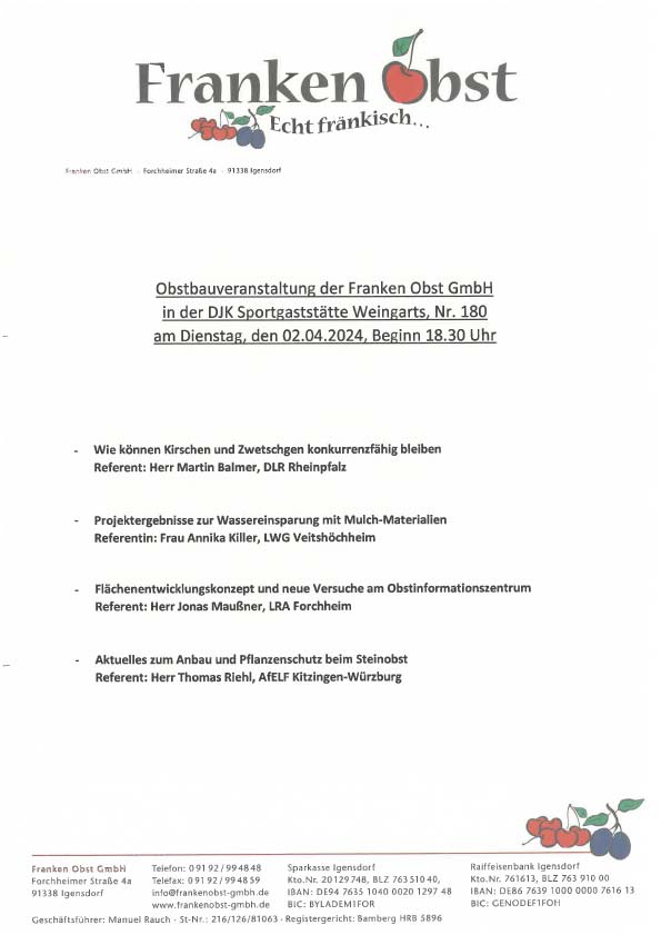 Obstbauveranstaltung Franken Obst GmbH Obstbauveranstaltung Franken Obst GmbH