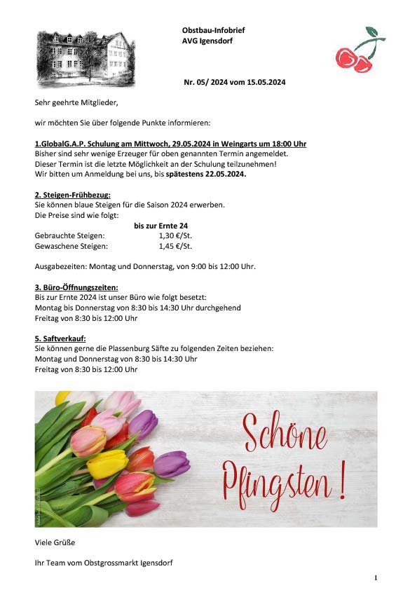 Obstbau-Infobrief AVG Igensdorf Nr. 05/2024 Obstbau-Infobrief AVG Igensdorf Nr. 05/2024